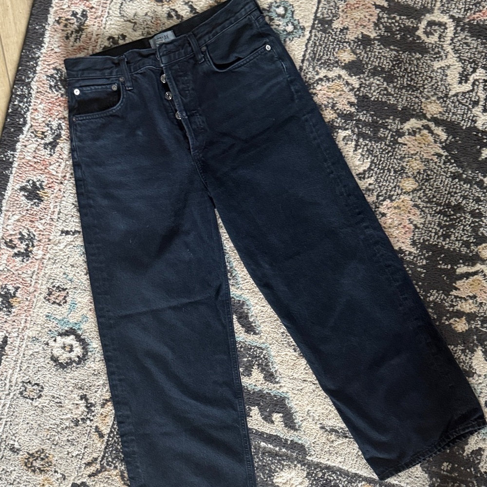 Agolde Ren High rise wide leg crop Denim Jeans size 28
